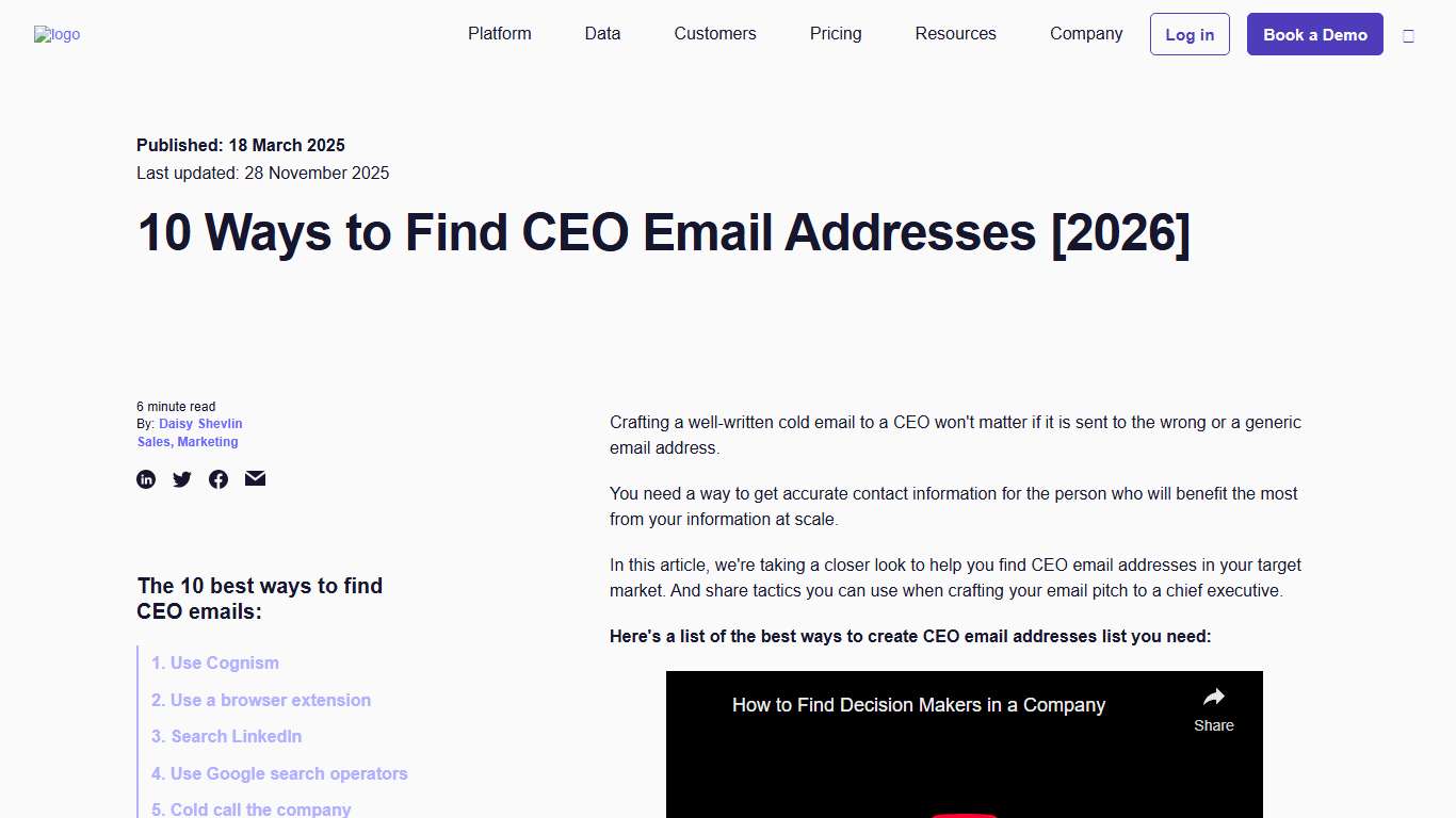 10 Ways to Find CEO Email Addresses [2026]